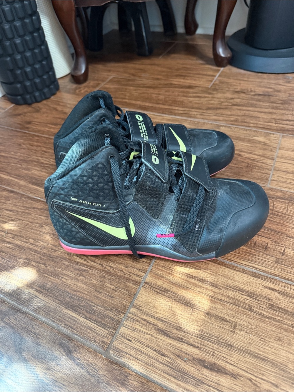 Nike Black with Volt and Red Track Throwing Shoes